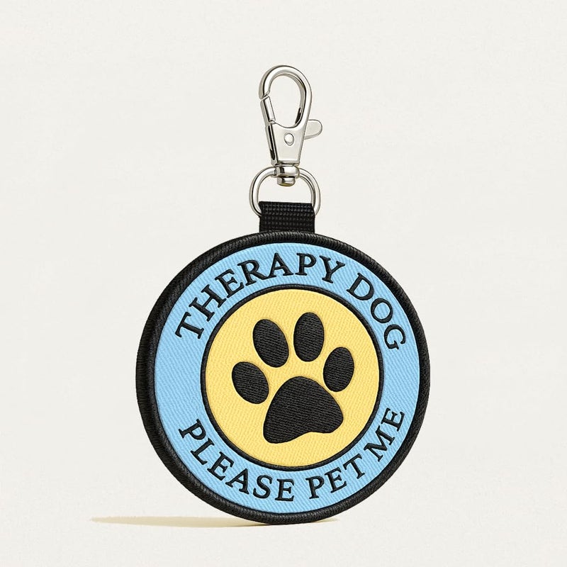 WORKINGSERVICEDOG.COM Therapy Dog ID Patch Tag - Double-Sided, Hangs from Therapy Dog Vest, Harness, or Leash - Image 1